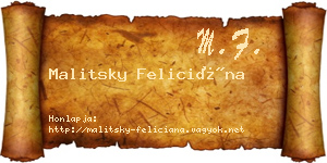 Malitsky Feliciána névjegykártya
